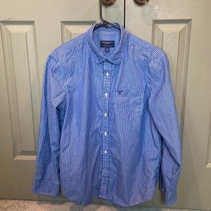 Mens Blue Strip Button up